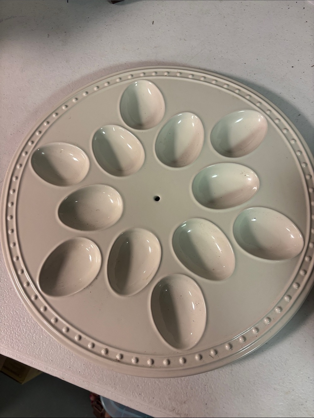 Nora Fleming -Retired-ceramic Egg Serving Platter - White